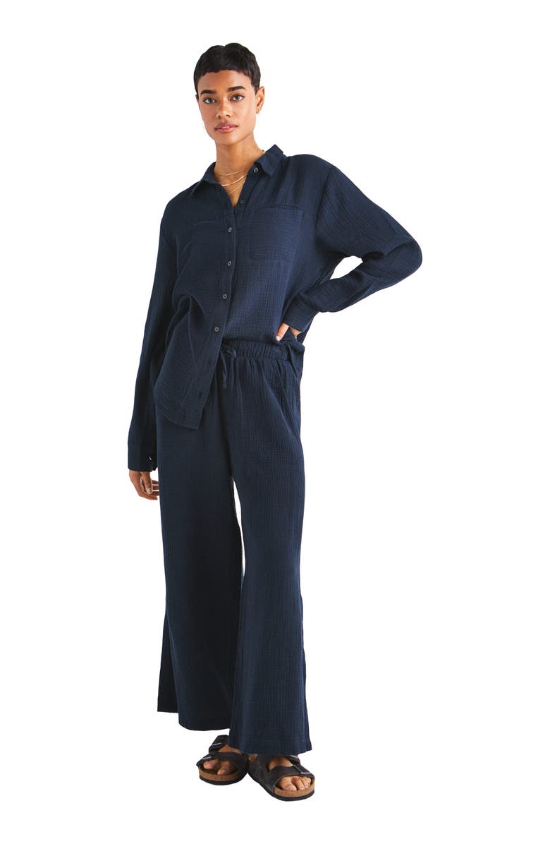 Splendid Kit Gauze Palazzo Pants, Alternate, color, Navy
