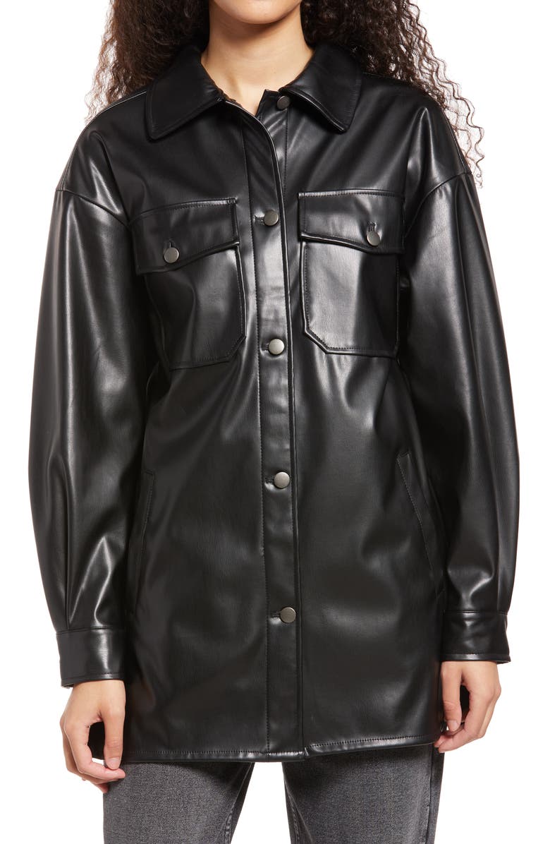 Vigoss Faux Leather Shacket, Alternate, color,