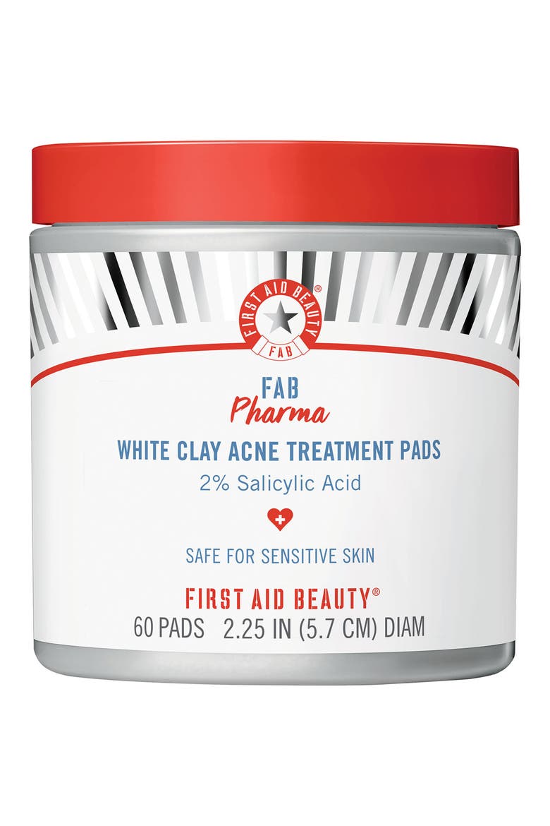 Fab Pharma White Clay Acne Treatment Pads with 2% Salicylic Acid, Main, color, NO COLOR