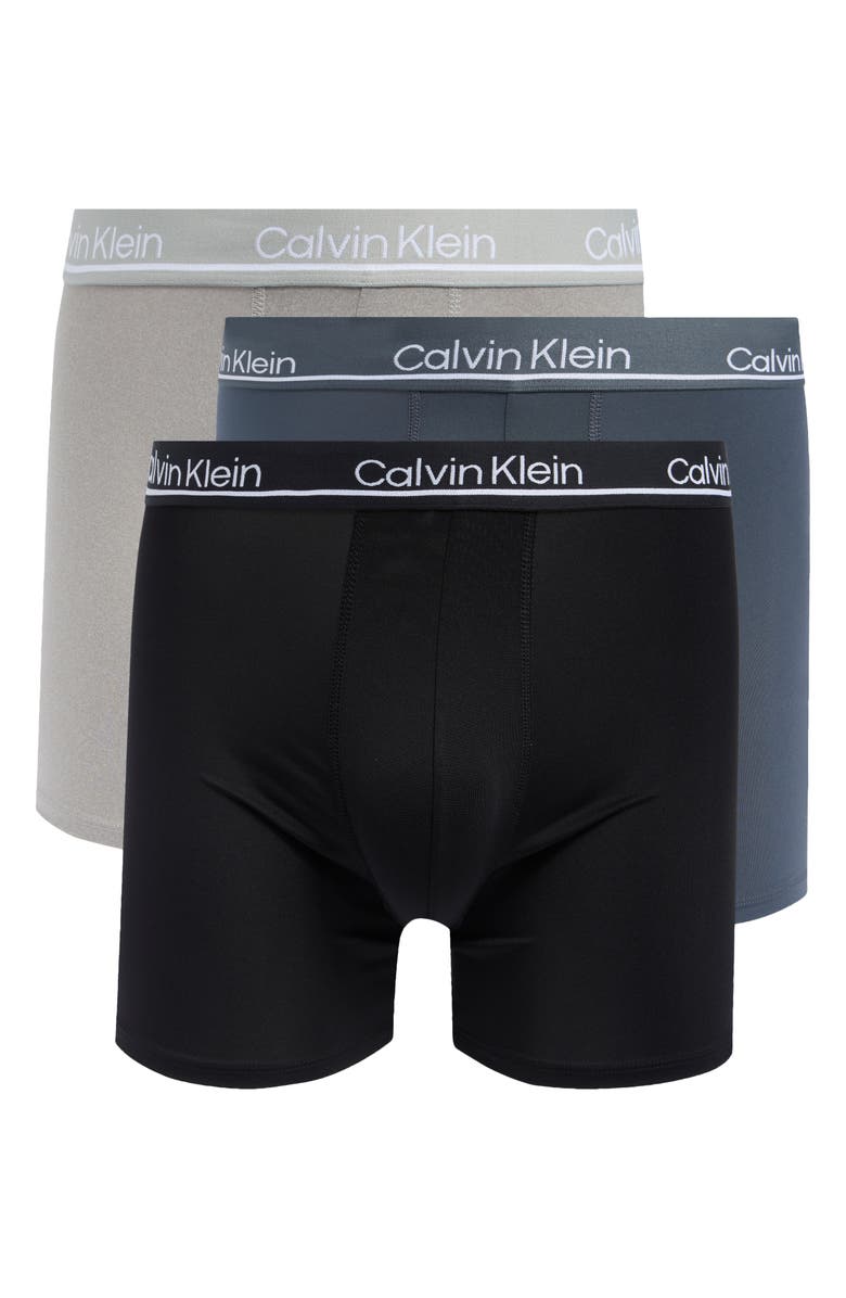 Calvin Klein 3-Pack Microfiber Boxer Briefs, Main, color, Black/Turbulence/Grey Heather