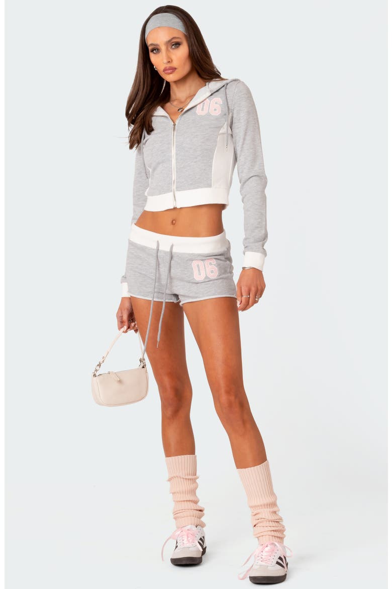 Pat Tie Waist Shorts, Alternate, color, GRAY-MELANGE