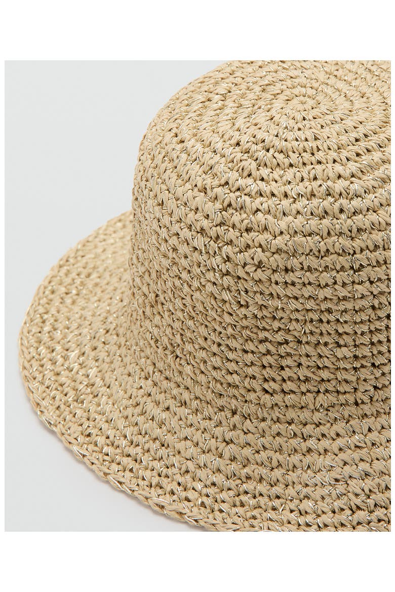 Metallic Straw Bucket Hat, Alternate, color, BEIGE
