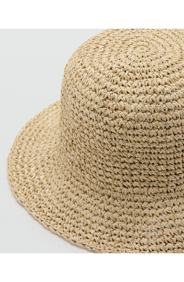 MANGO Metallic Straw Bucket Hat, Alternate, color,