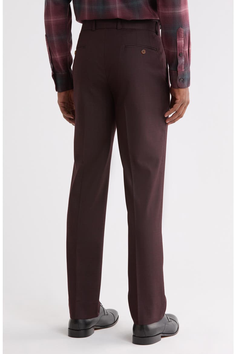 Trim Fit Trousers, Alternate, color, RED BURGUNDY PLAID