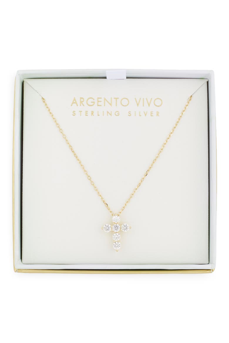 Cubic Zirconia Cross Pendant Necklace, Main, color, GOLD