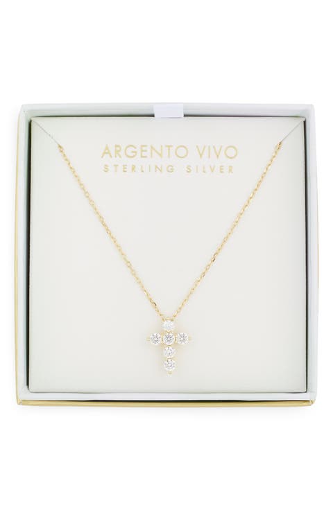 Cubic Zirconia Cross Pendant Necklace