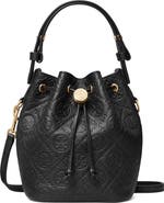 Tory Burch Mini T Monogram Pebble Leather Bucket Bag