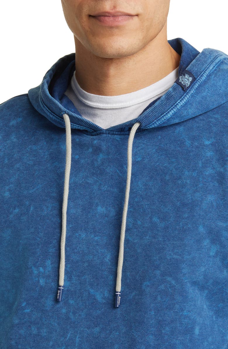 Stone Rose Acid Wash Fleece Hoodie, Alternate, color, Navy