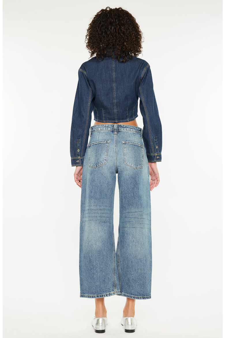 Daliah Mid Rise Loose Barrel Jeans, Alternate, color, Medium Wash