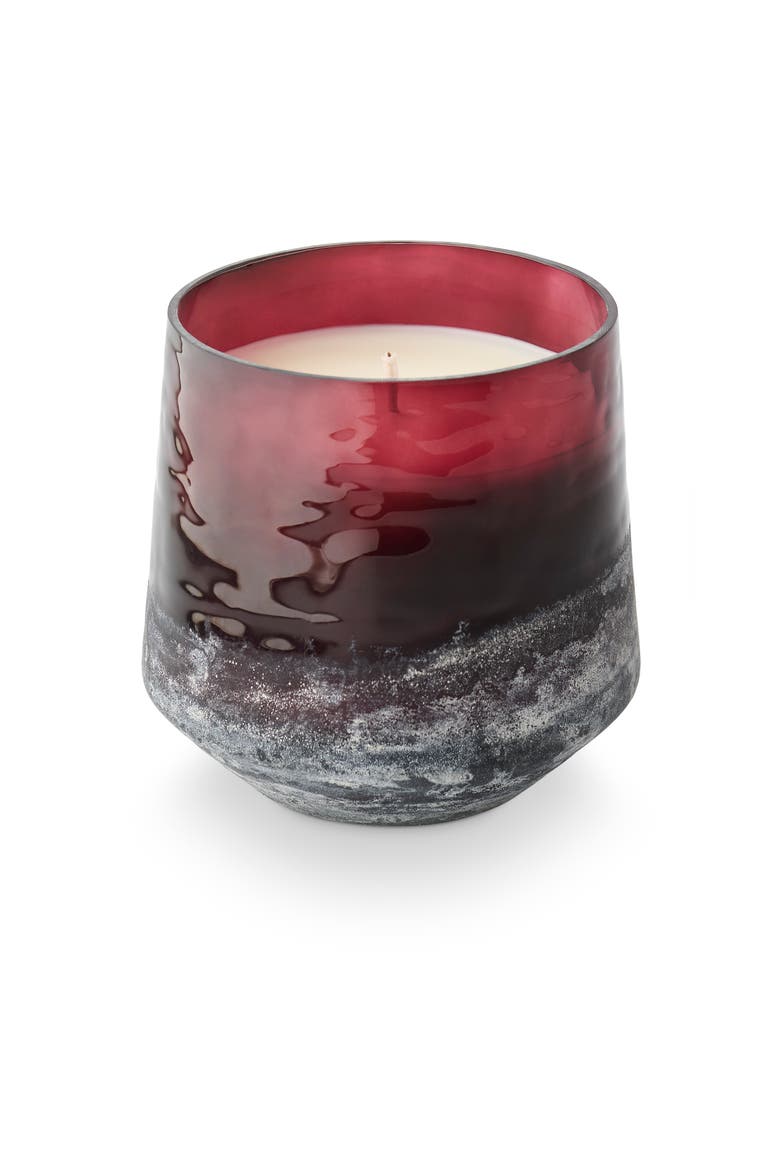 Beautifully Done Seasonal Crimson Woods Baltic Glass Candle, Main, color, Red