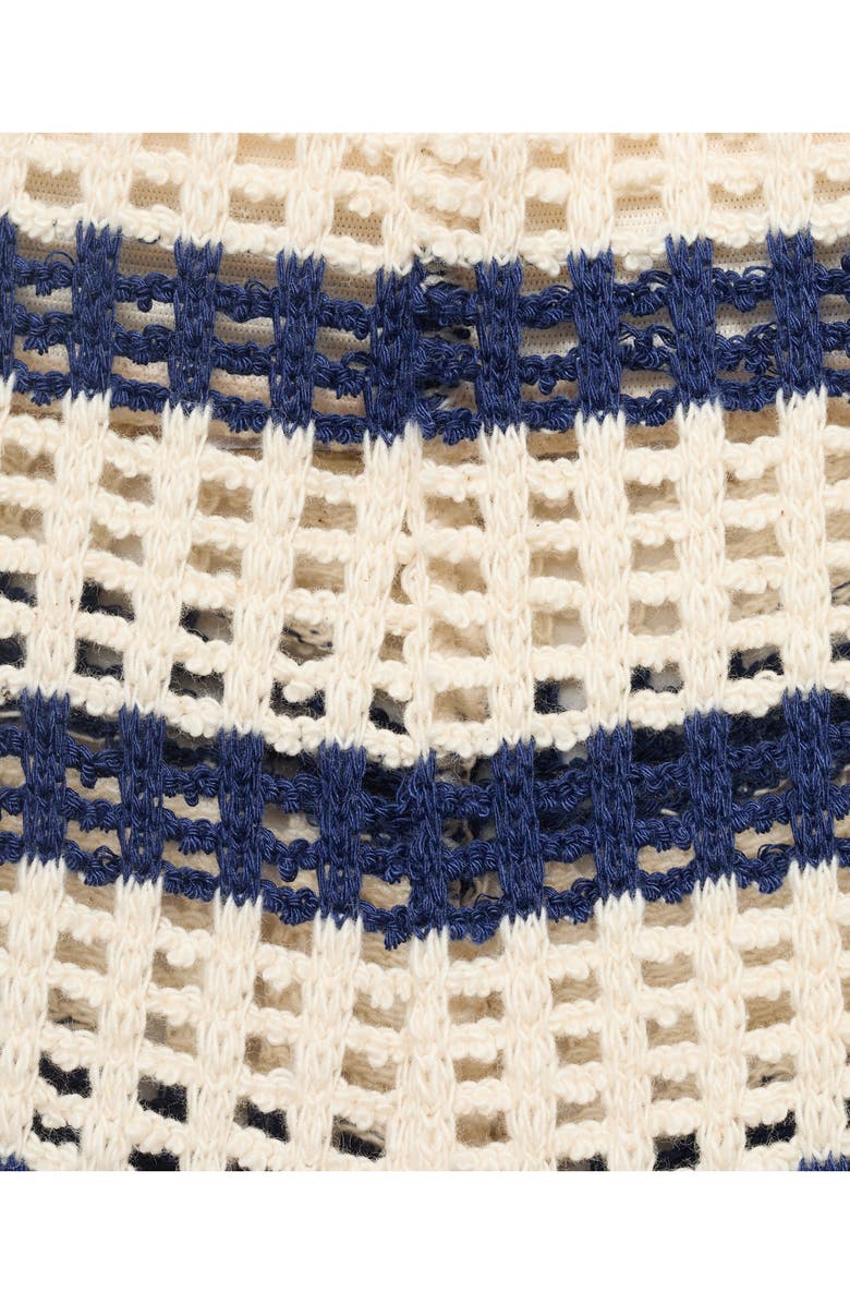 MANGO Stripe Open Stitch Shorts, Alternate, color, Navy