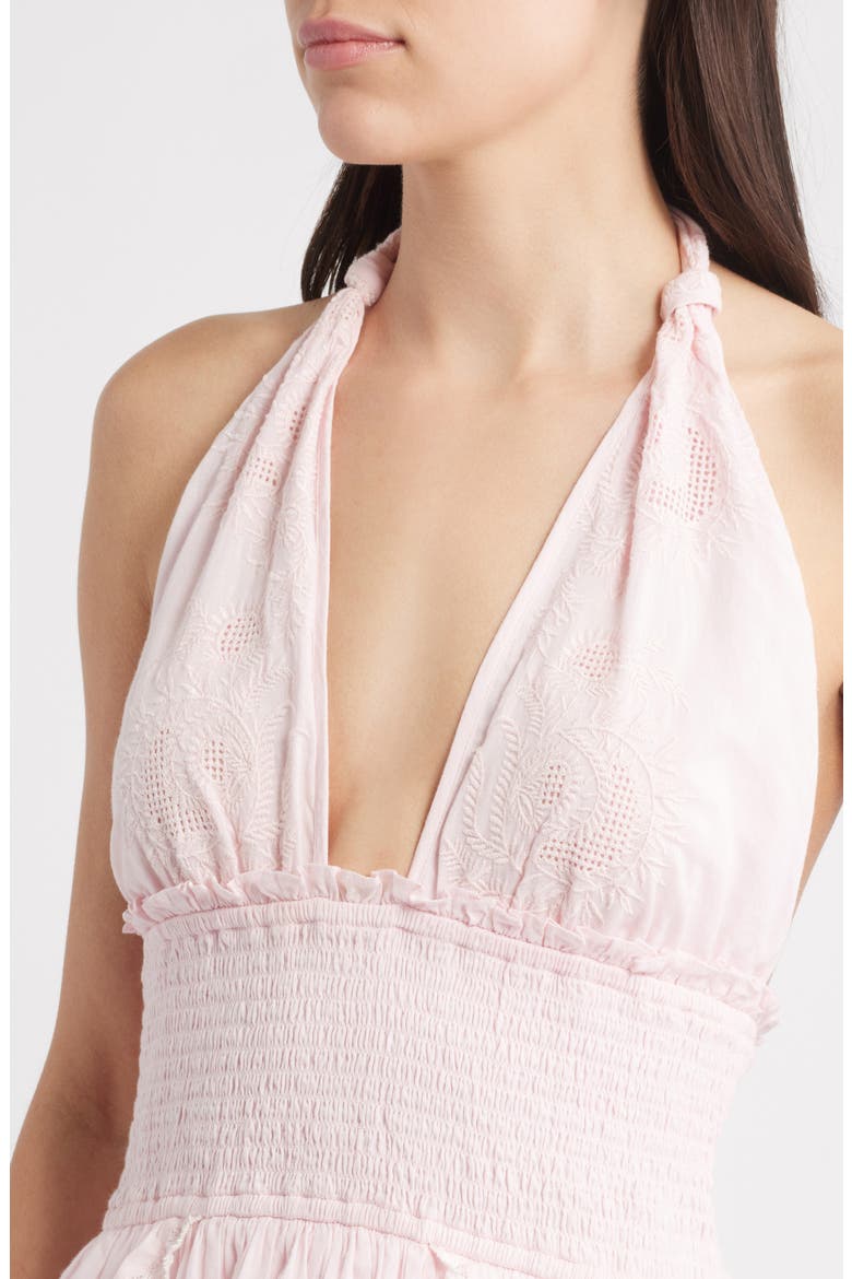 Deanna Embroidered Halter Minidress, Alternate, color, PINK