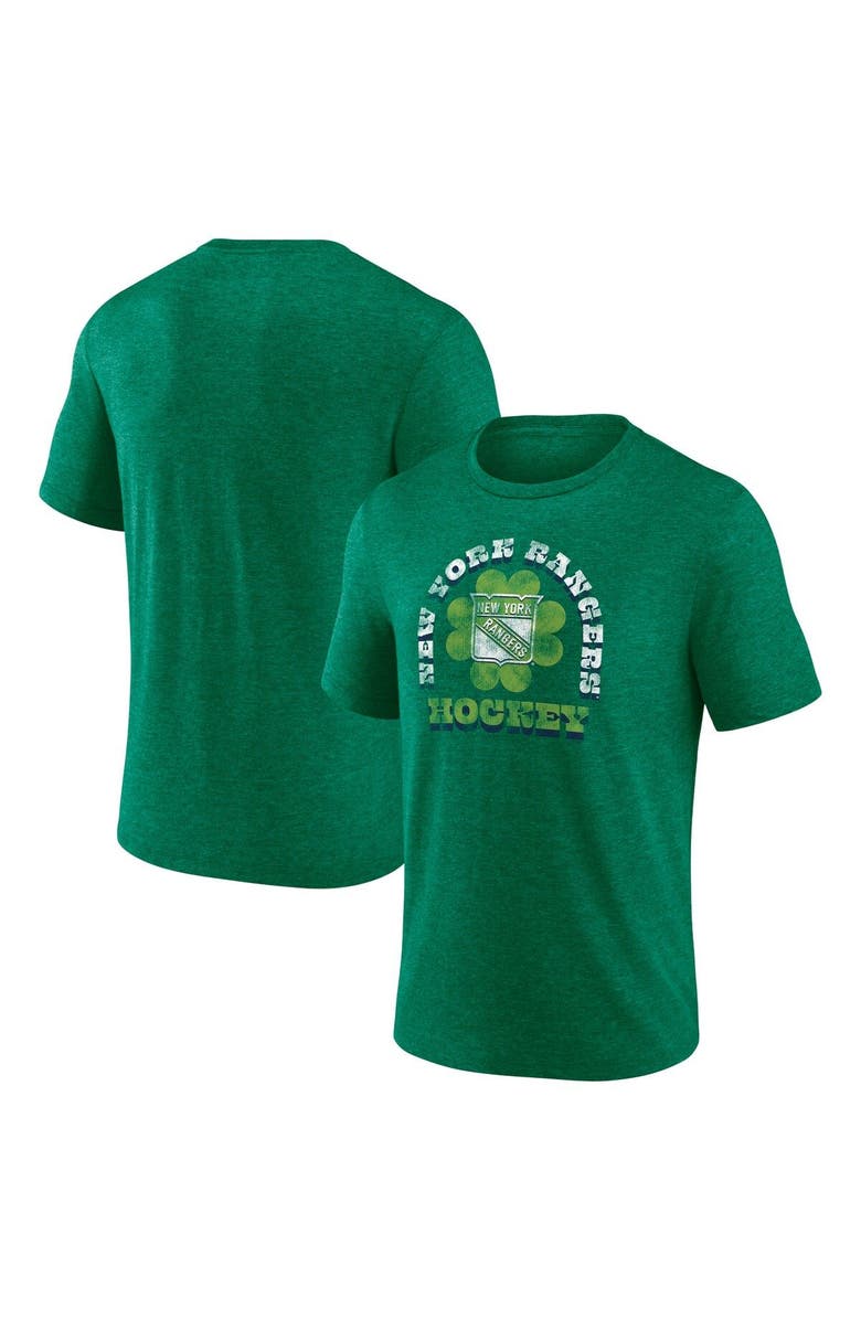 FANATICS Men's Fanatics Branded Heather Green New York Rangers St. Patrick's Day Celtic Arch Tri-Blend T-Shirt, Main, color, 