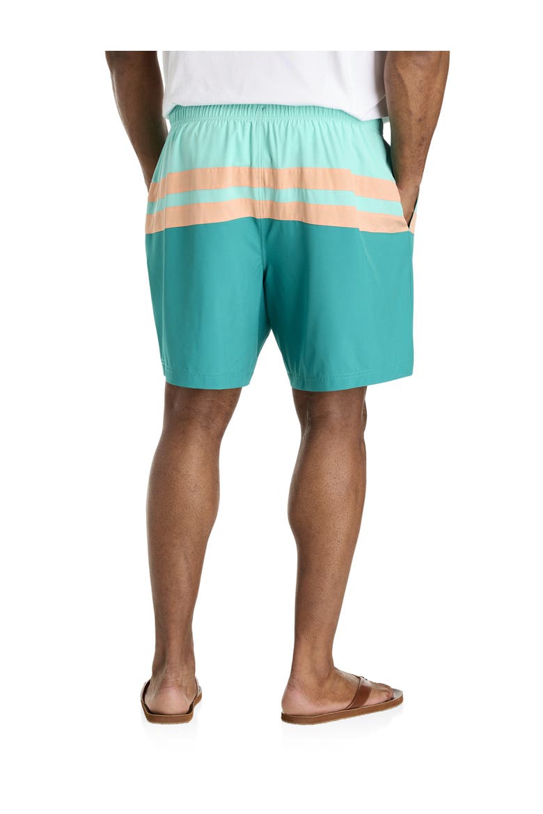 Big & Tall Colorblocked Striped Board Shorts, Alternate, color, POOLSDAQUA