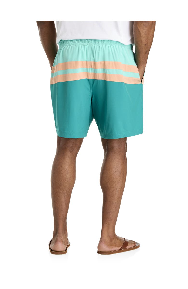 Nautica Big & Tall Colorblocked Striped Board Shorts, Alternate, color, Poolsdaqua