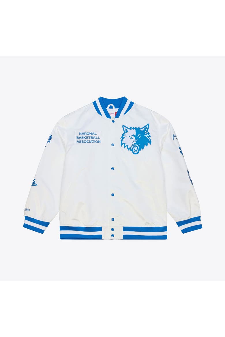 Men's Mitchell & Ness  White Minnesota Timberwolves Arctic Lightweight Full-Snap Satin Jacket, Main, color, White