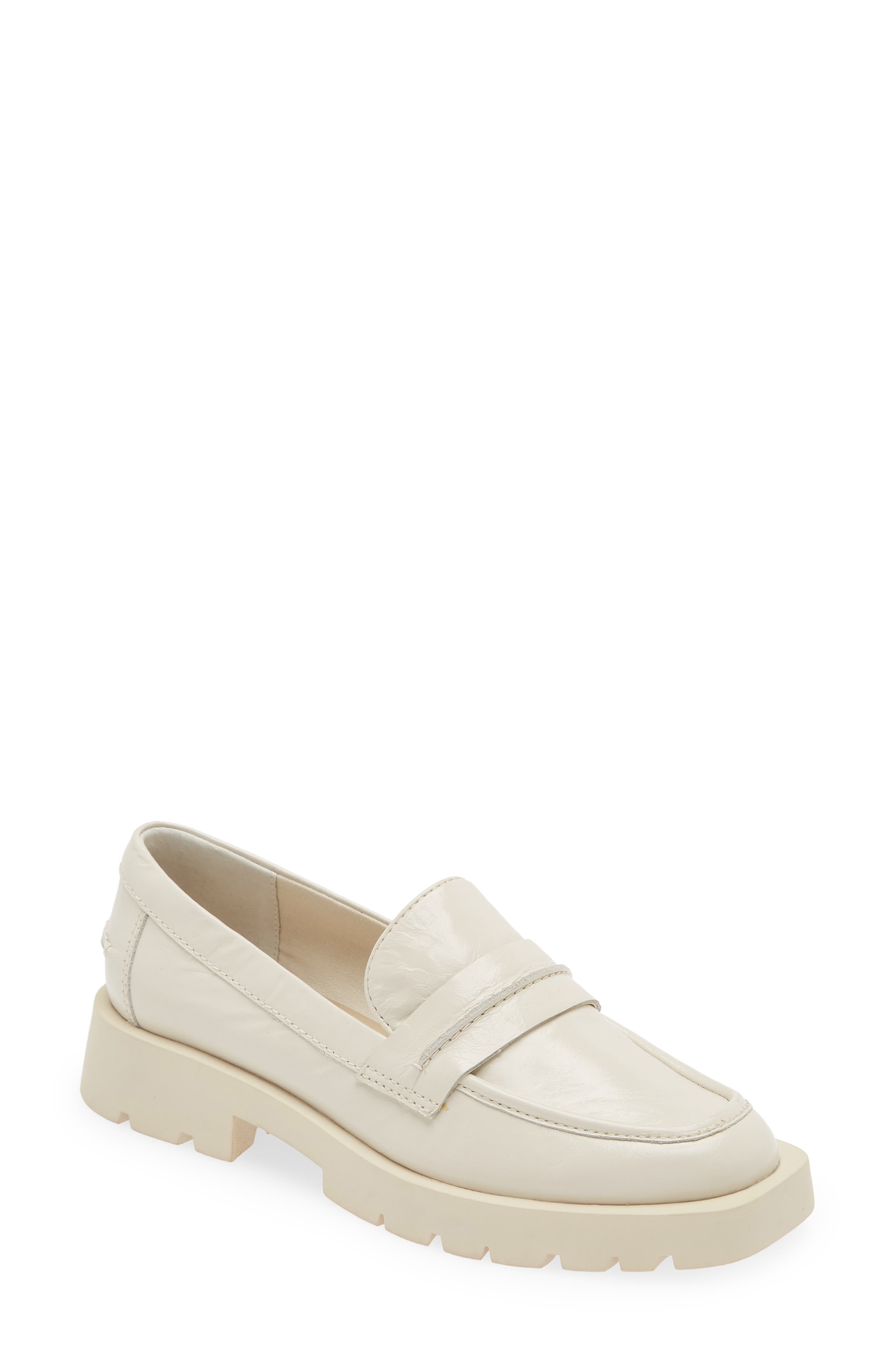 Evanka Loafer, Main, color, IVORY CRINKLE PATENT