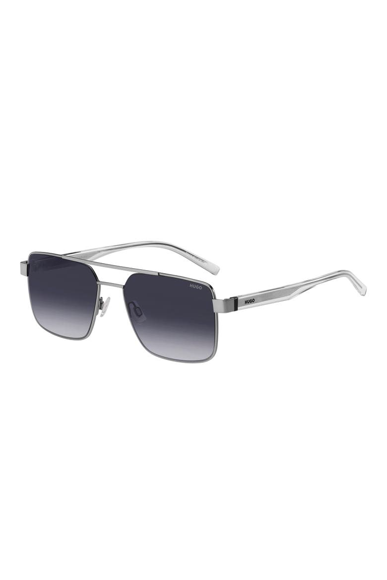 HG 1313/S 56mm Gradient Rectangle Sunglasses, Alternate, color, MATTE RUTHENIUM