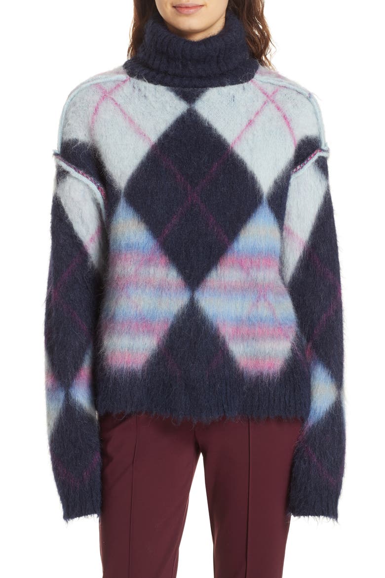 Mohair & Alpaca Blend Turtleneck Sweater, Main, color, NEW NAVY