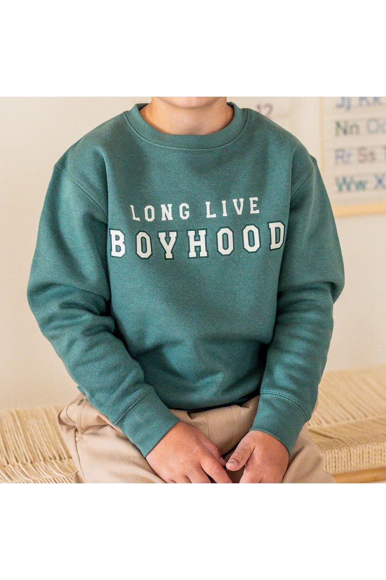 Long Live Boyhood Sweatshirt, Alternate, color, Hunter Green