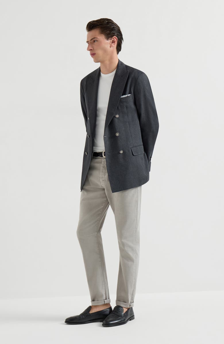 Brunello Cucinelli Garment-dyed denim trousers, Alternate, color, Light Grey