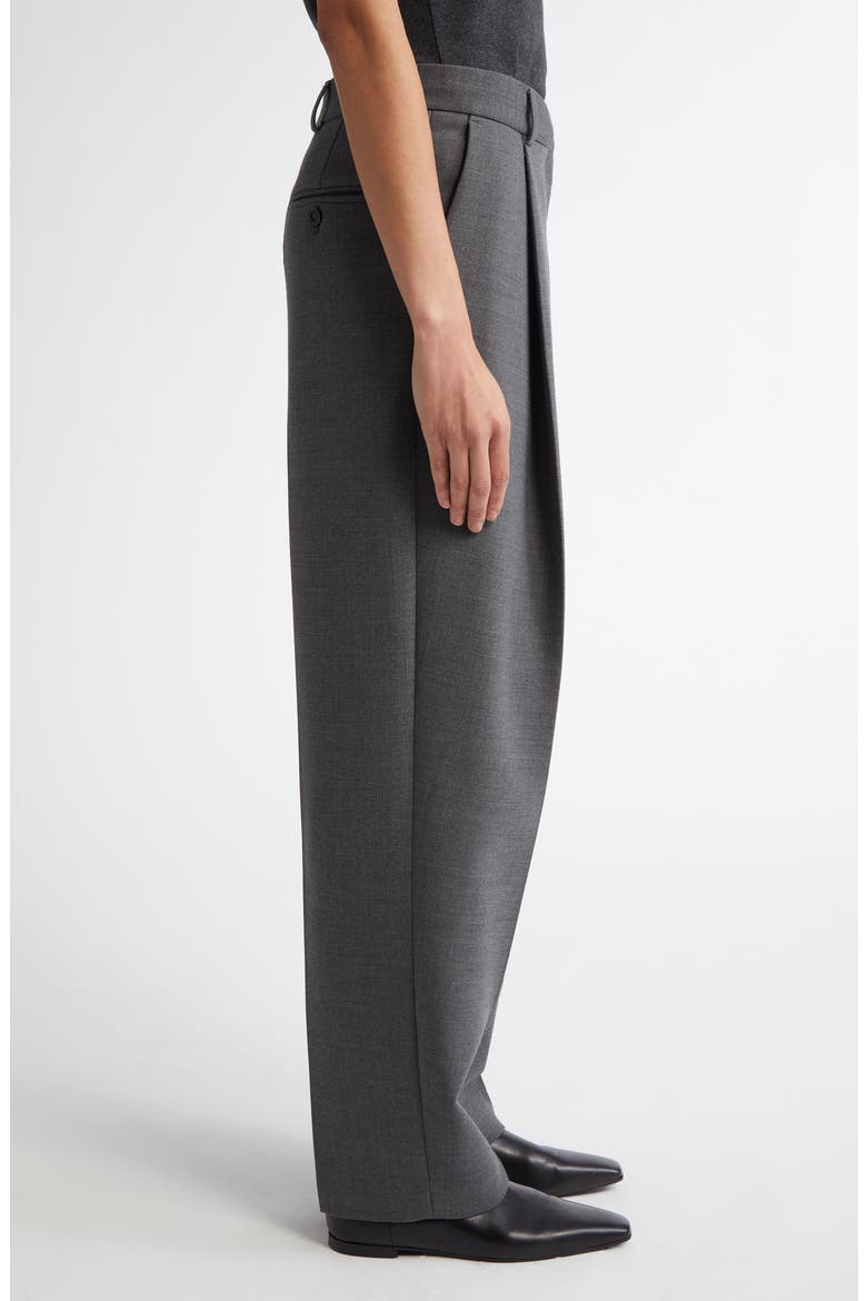 Pleated Straight Leg Pants, Alternate, color, GREY MELANGE