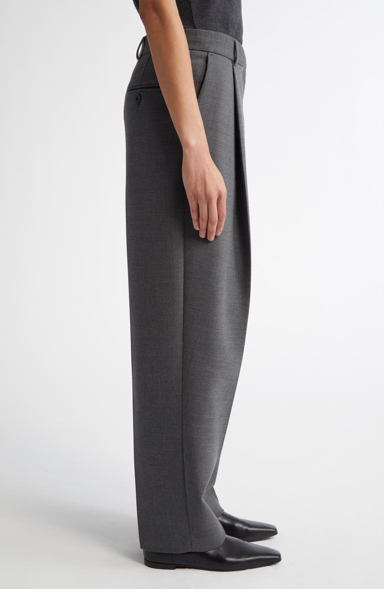TOTEME Pleated Straight Leg Pants, Alternate, color, Grey Melange