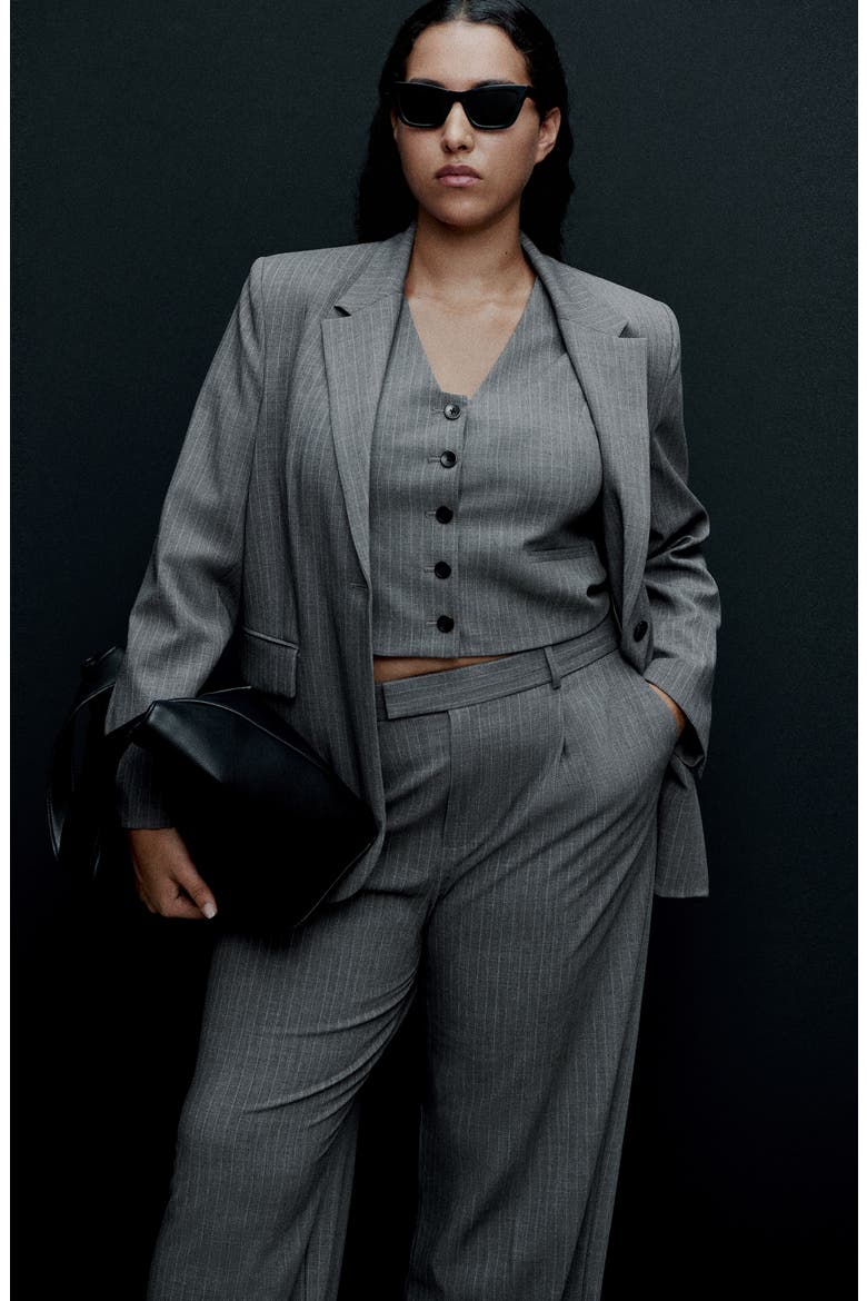 Pinstripe Suit Vest, Alternate, color, GREY