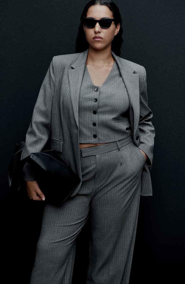 MANGO Pinstripe Suit Vest, Alternate, color,