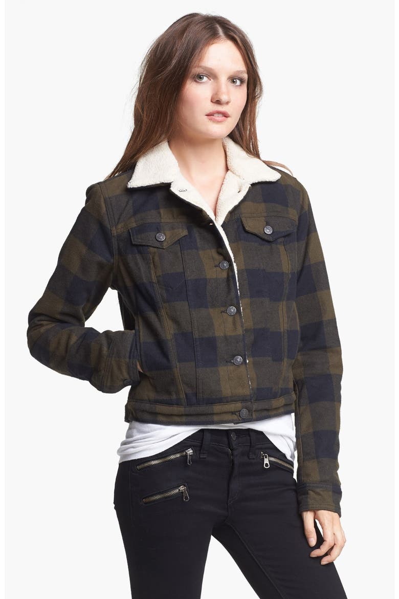 'The Fleece' Denim Jacket, Alternate, color, ARMY PLAID
