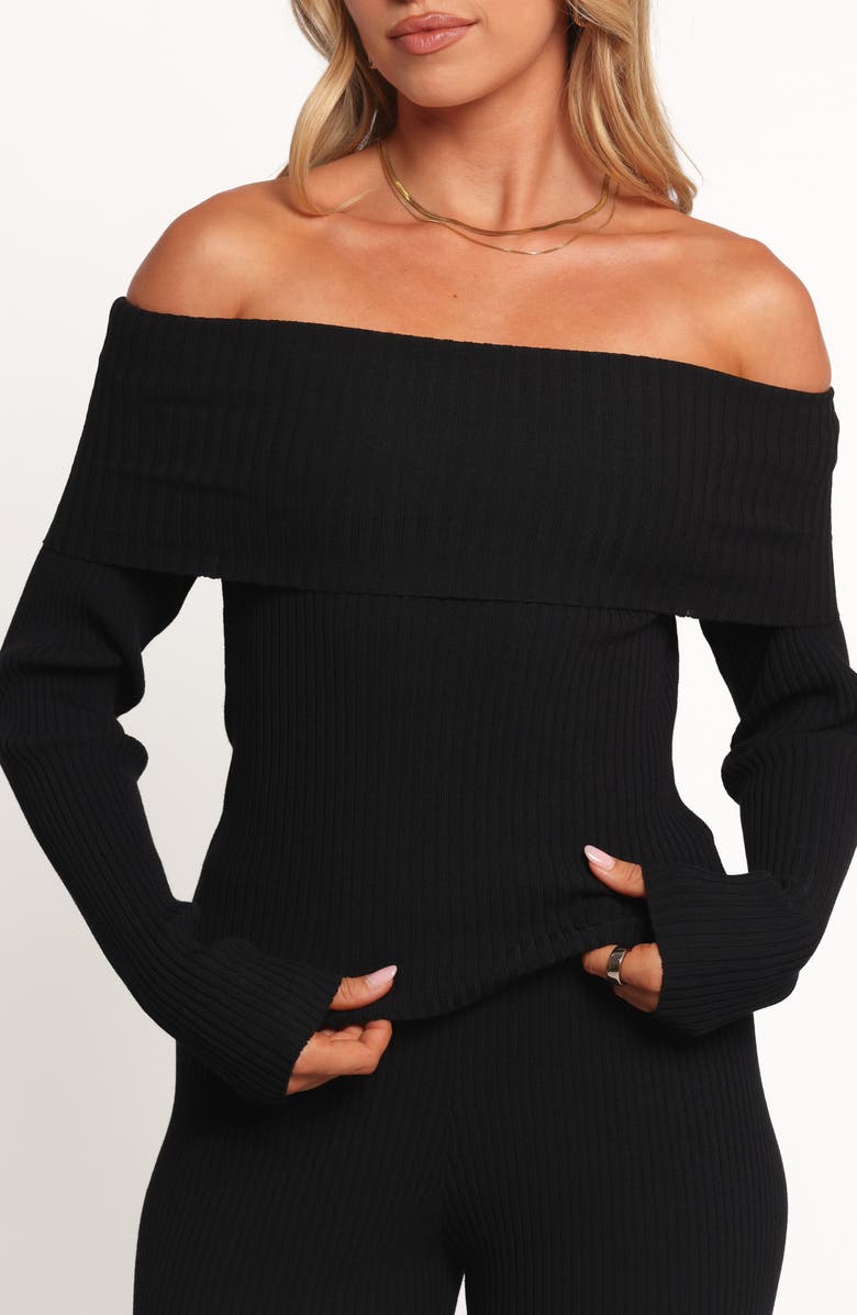 Petal & Pup Gindie Off the Shoulder Rib Sweater, Alternate, color, Black