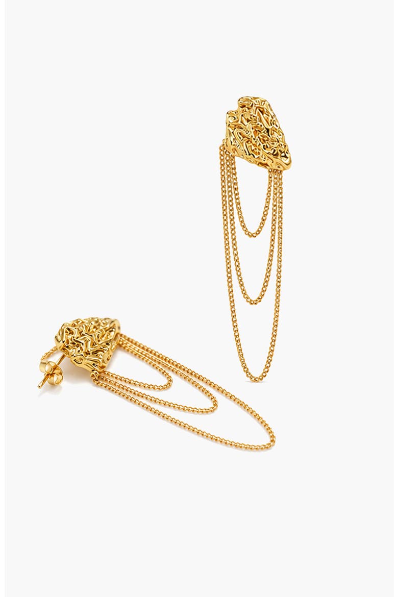 Atagi Face On Chain Stud Earrings In Gold, Alternate, color, Gold