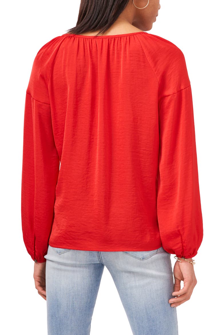 Hammered Satin Blouse, Alternate, color, RED HOT