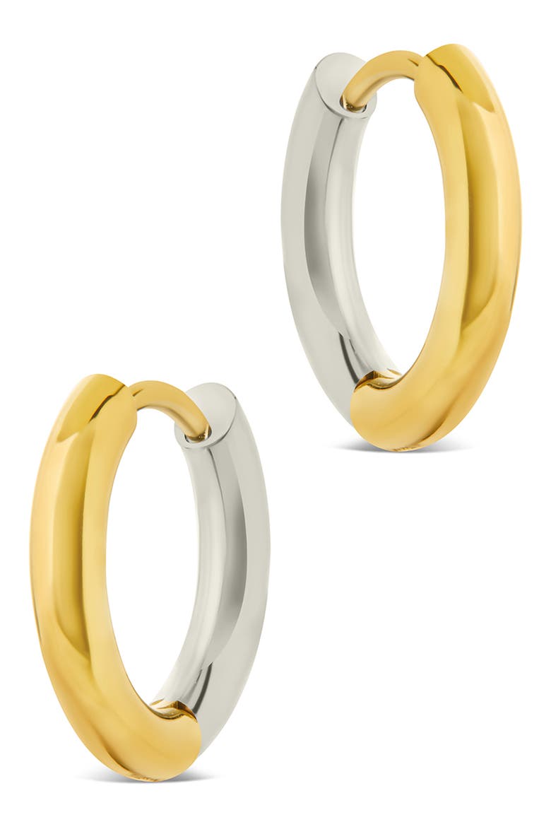 Two Tone Huggie Hoop Earrings, Alternate, color, DUAL TONE