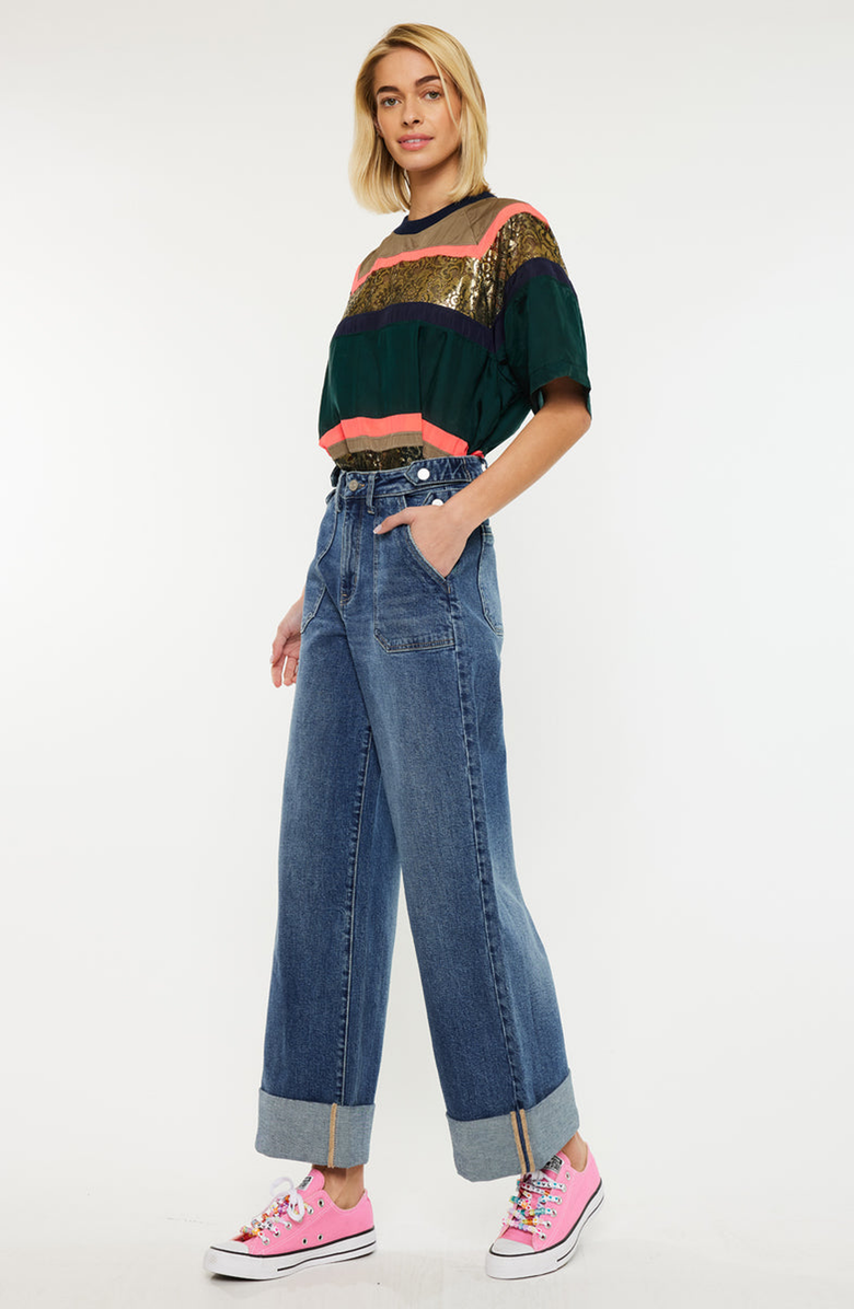 KanCan Haylee Ultra High Rise Wide Leg 90s Trousers Jeans, Alternate, color, Dark Wash