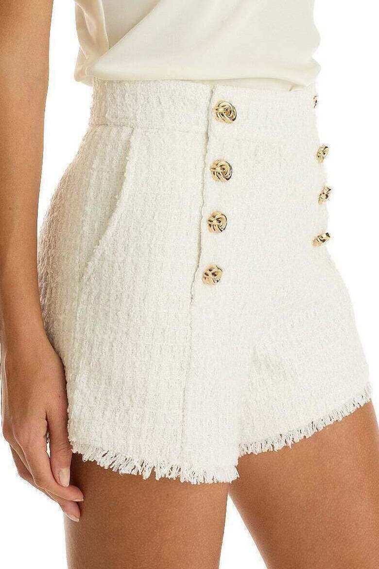 Tamara Tweed Button Shorts, Alternate, color, White