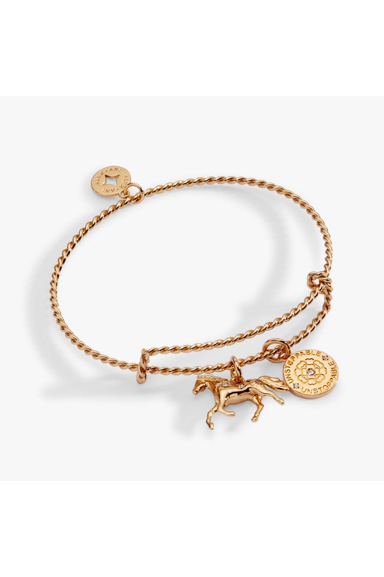 Horse Rope Textured Charm Bangle Bracelet, Main, color, Gold