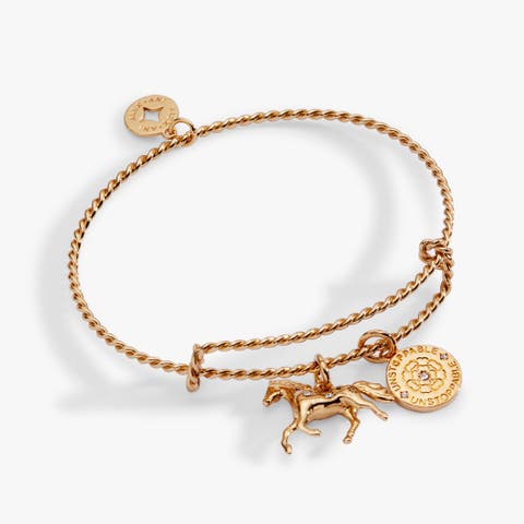 Horse Rope Textured Charm Bangle Bracelet