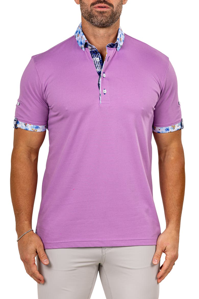 Newton Marthyr0031 Purple Button-Down Piqué Polo, Main, color, PURPLE