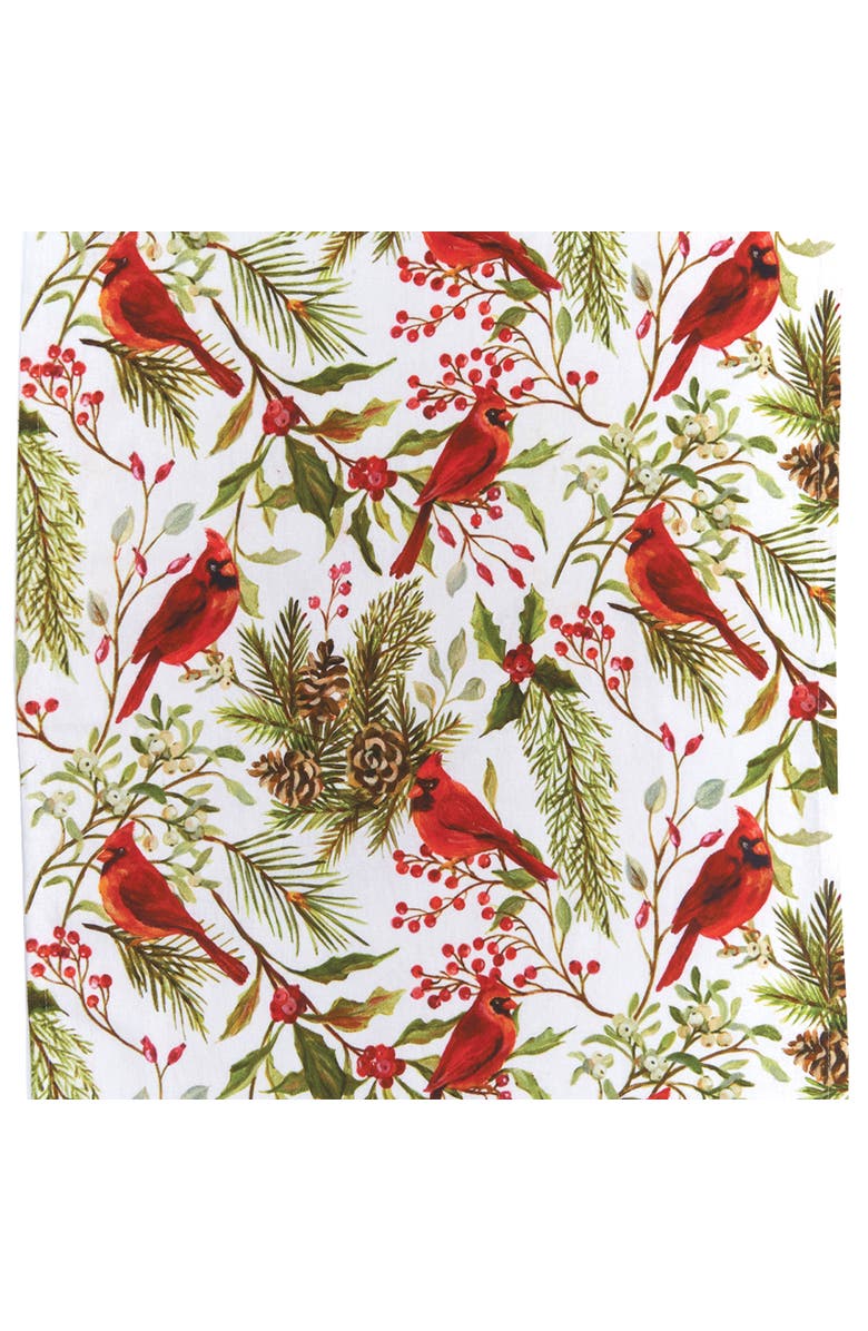 C&F Home Red Cardinal Greenery & Plaid Printed 100% Cotton Flour Sack Dishtowels, Set of 2, Alternate, color, White