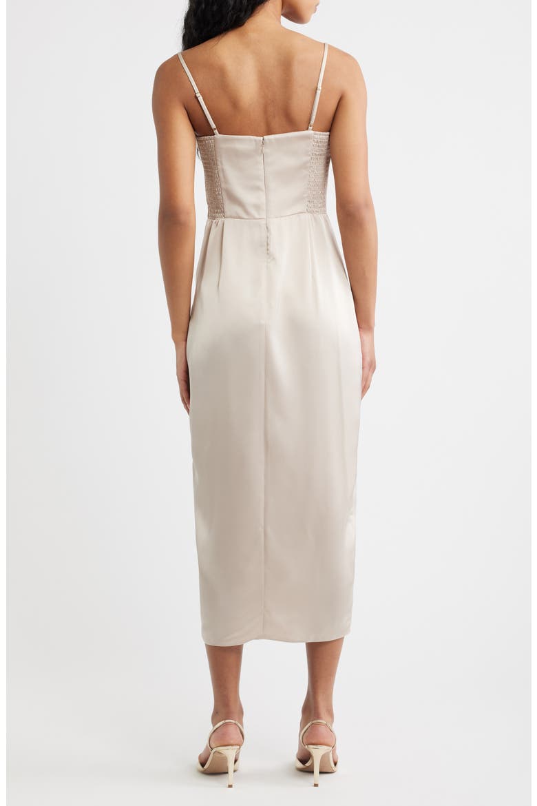Lyra Bustier Bodice Satin Pencil Dress, Alternate, color, FARRO