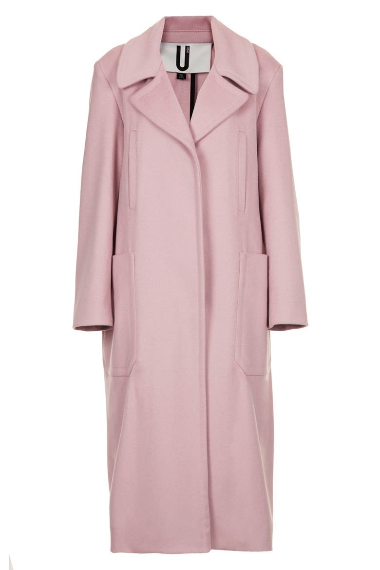 Long Wool Blend Coat, Alternate, color, PINK