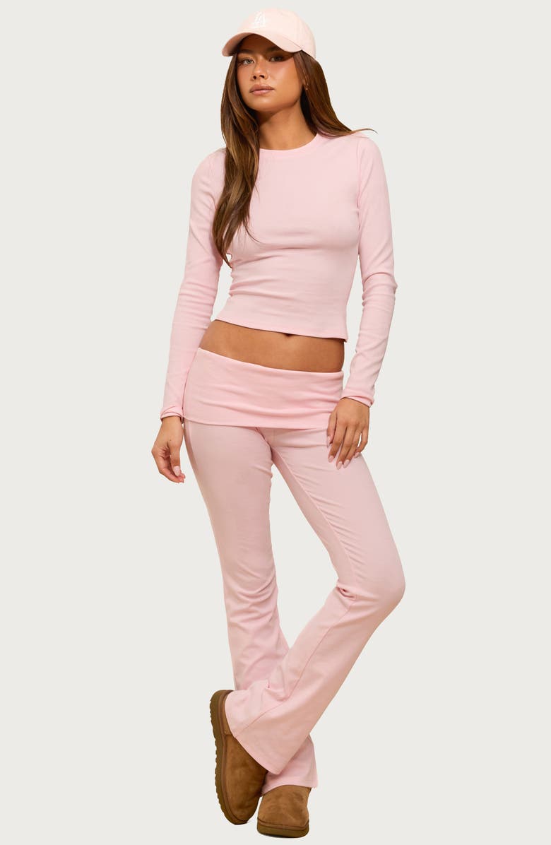 EDIKTED Ivanne Long Sleeve Stretch Cotton Top, Alternate, color, Pink