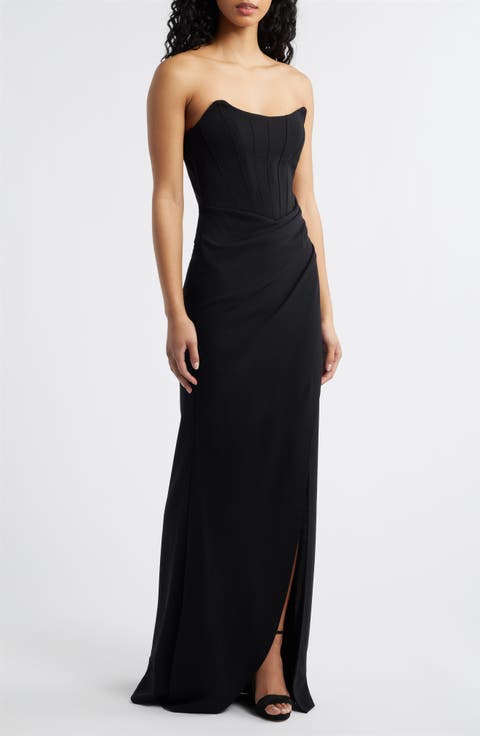 Strapless Cateye Corset Scuba Gown