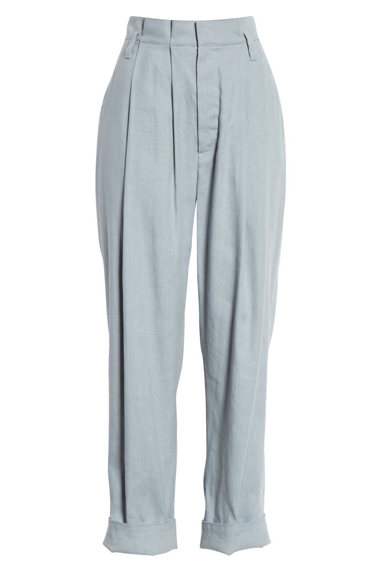 Pleated Stretch Linen & Cotton Pants, Alternate, color, CLOUD