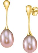 The Pearl Source Pink Freshwater Pearl Long Teardrop Earrings