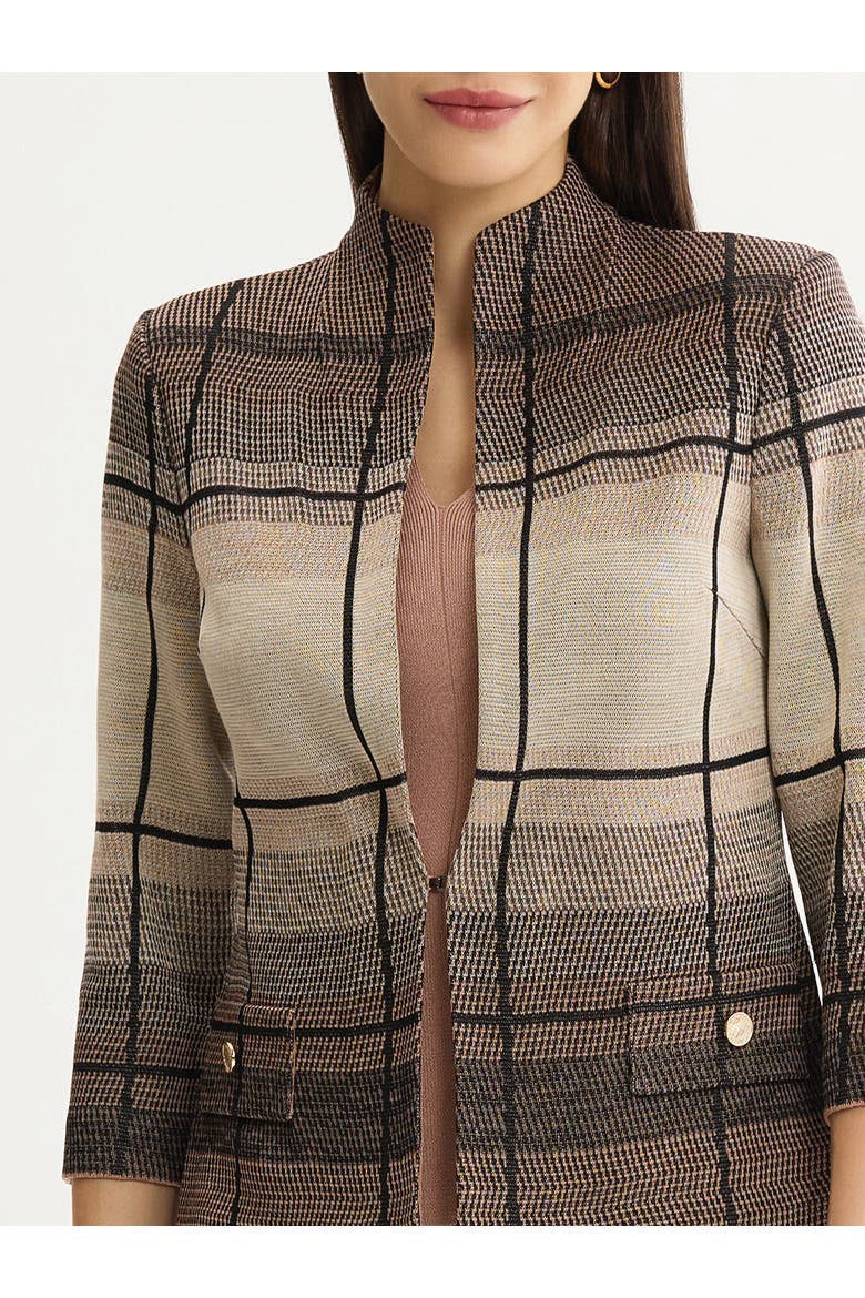 Ombre Grid Flat Knit Jacket, Alternate, color, Charmeuse/Biscotti/Black