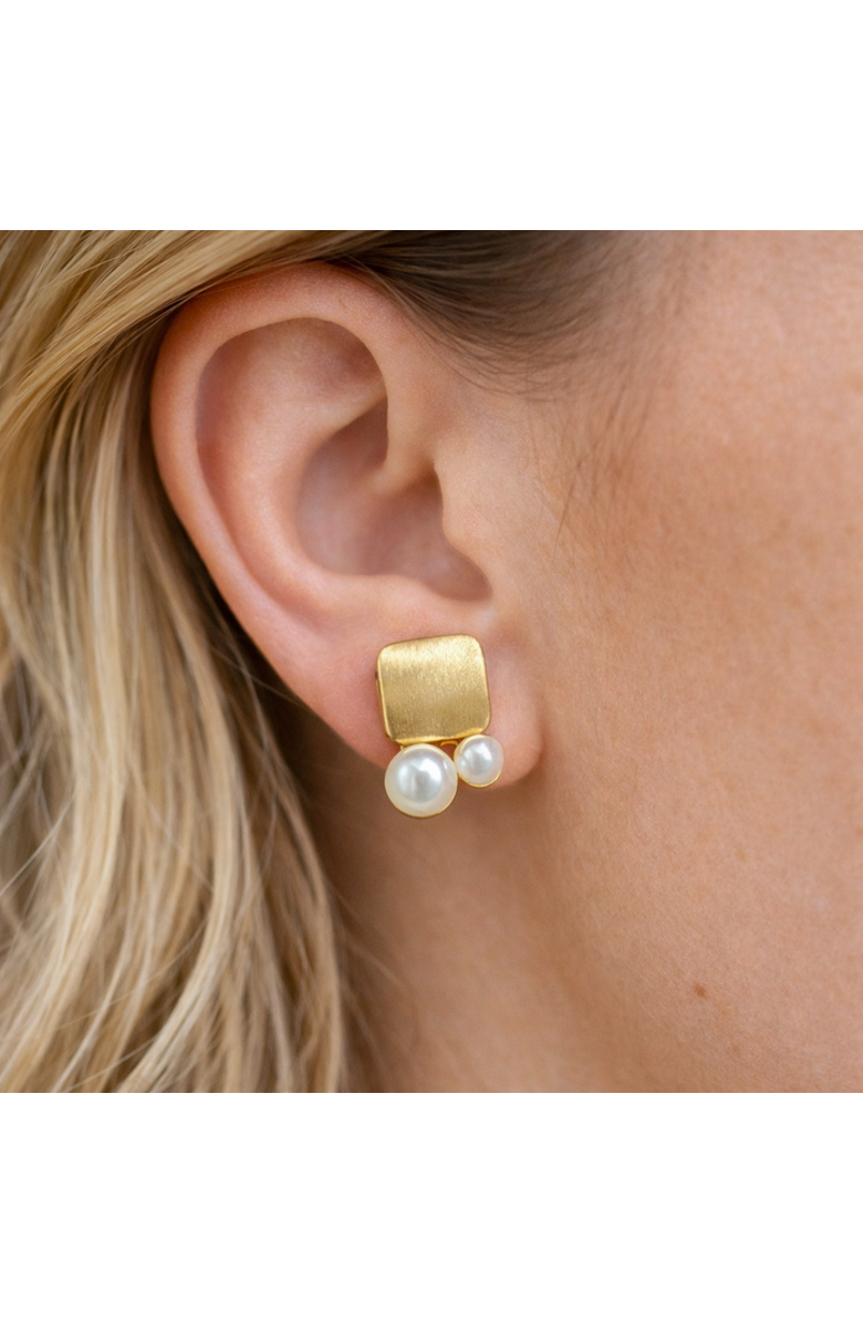 Erin McDermott Jewelry Pearl and Gold Studs, Alternate, color, Gold