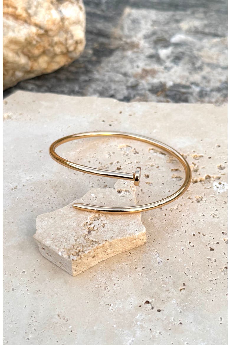 Thin Nail Cuff Bracelet, Alternate, color, GOLD