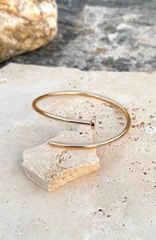 Adornia Plated Thin Nail Cuff Bracelet In Gold